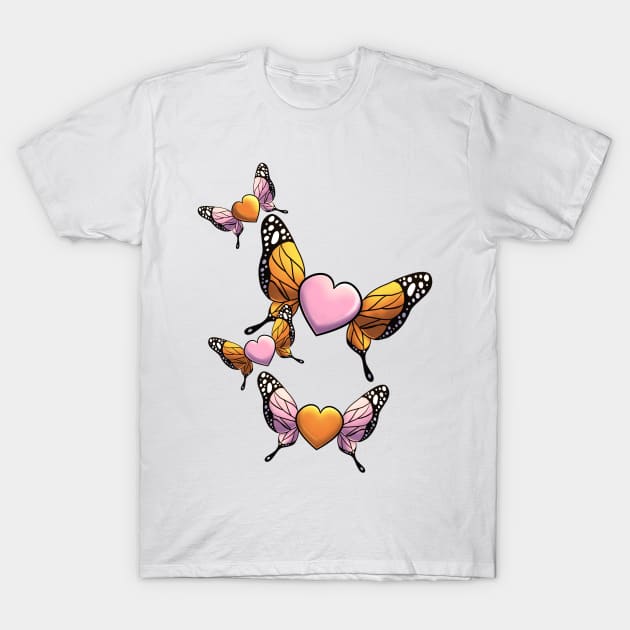 Butterfly Hearts T-Shirt by Elora0321